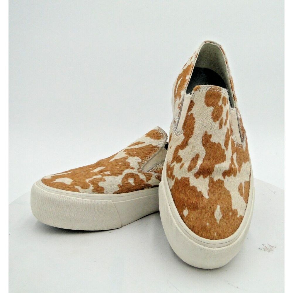 SeaVees Baja Women Sz 6.5 Platform Mulholland Cowhide Sneakers Tan Ivory Slip On - Picture 2 of 9